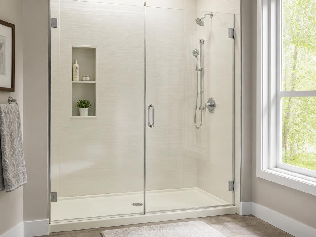 New shower installation with sliding glass door